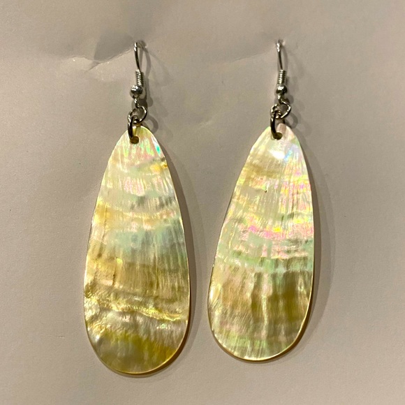 Long Dangling Mother of Pearl Earrings - Picture 3 of 7